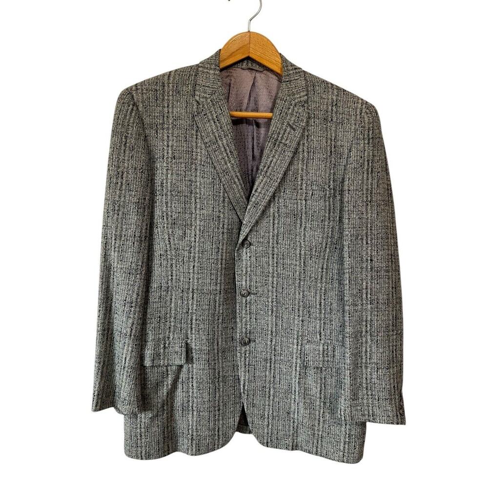 Vtg Sewell Gray Blue Colorful Fleck Tailored Tweed Blazer Sport Coat sz 44